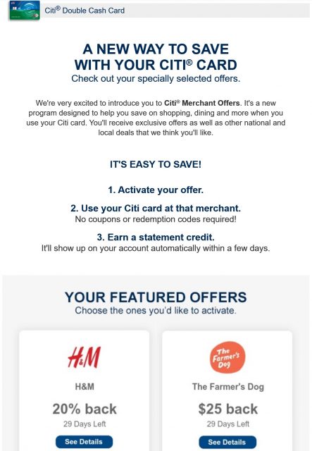 guide to citi merchant offers