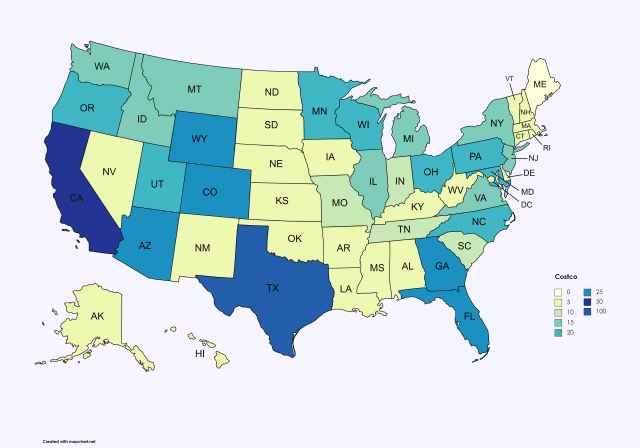 Costco locations by state